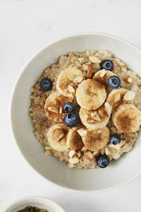 Directly above shot of breakfast served in bowl