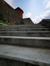 Low angle view of old building against sky