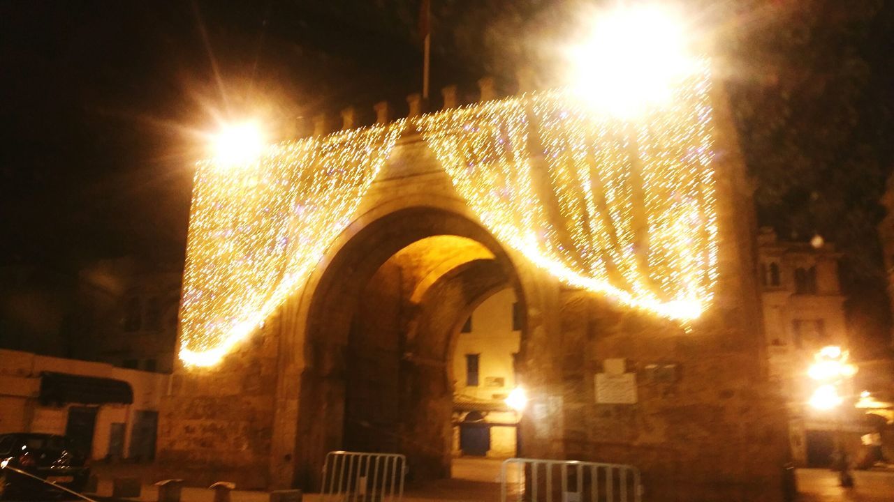 built structure, architecture, illuminated, no people, low angle view, building exterior, indoors, sky, night