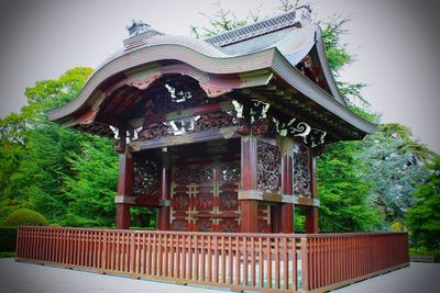 Low angle view of temple against sky