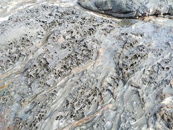 High angle view of rocks in water