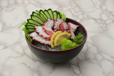 Close-up of fruit salad in bowl