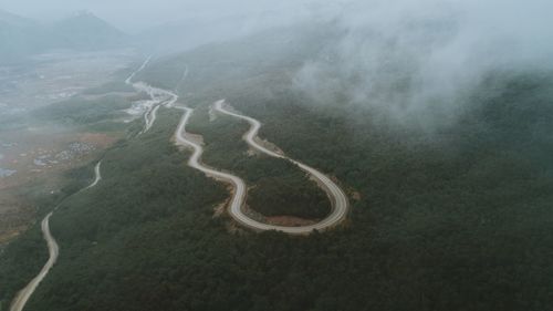 High angle view of road on landscape