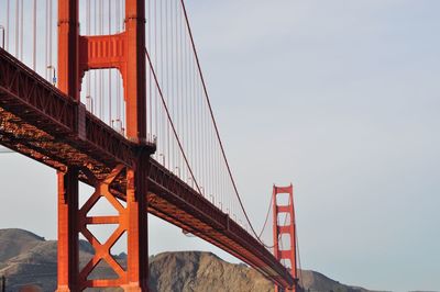 Low angle view of suspension bridge