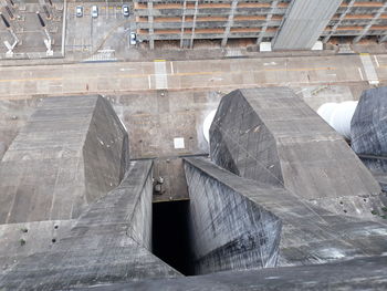 High angle view of dam on wall