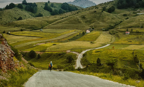 High angle view of road amidst landscape