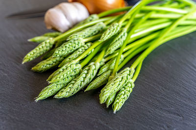 High angle view of vegetables on table