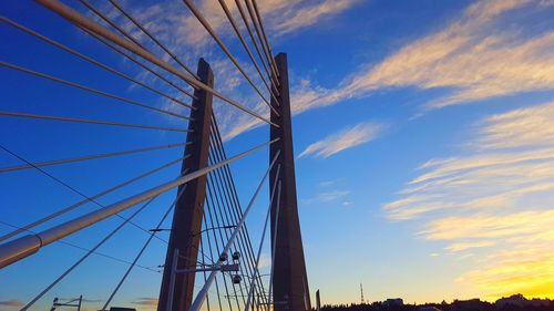 Low angle view of electricity pylon against sky