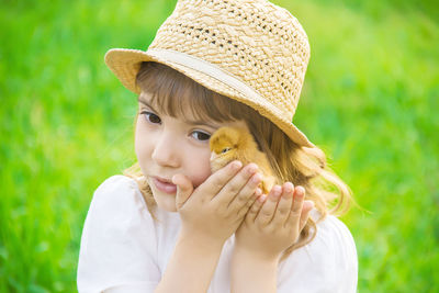 Young woman wearing hat