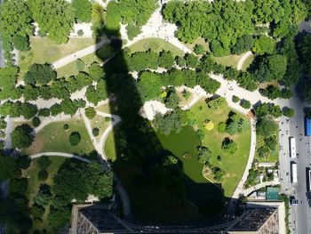 Shadow of eiffel tower on park