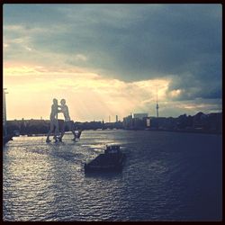 View of river at sunset