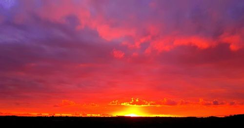 Scenic view of dramatic sky during sunset