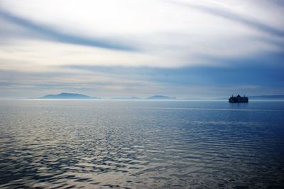 Scenic view of sea against cloudy sky