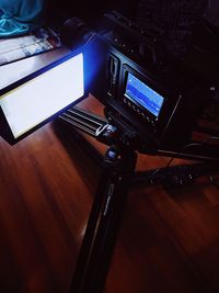 High angle view of laptop on table