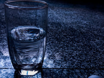 Close-up of water in glass on table