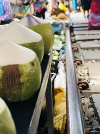 Close-up of fruits in market for sale