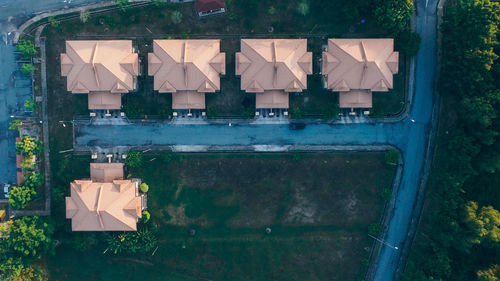 High angle view of hanging from window