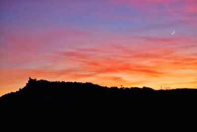 Scenic view of silhouette landscape against sky during sunset