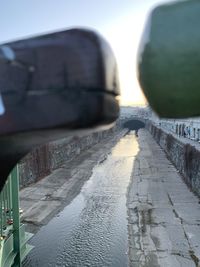 Surface level of bridge over river in city