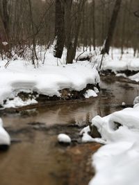 Frozen lake in winter