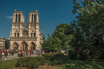 Group of people in front of building