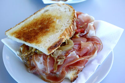 Close-up of bread in plate