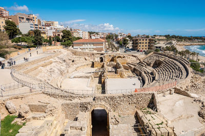 High angle view of townscape against sky