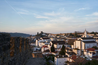 High angle view of townscape against sky