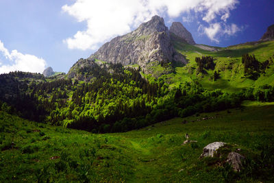 Scenic view of mountains against sky