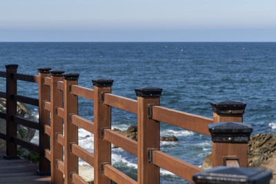 Scenic view of sea against clear sky