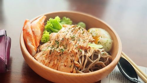 Close-up of meal served in bowl