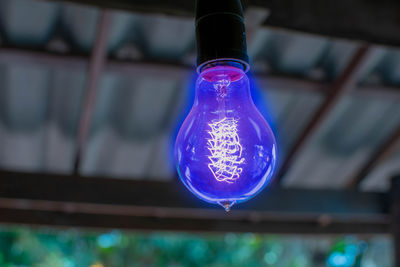 Close-up of illuminated light bulb