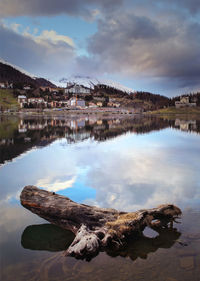 Scenic view of lake against sky