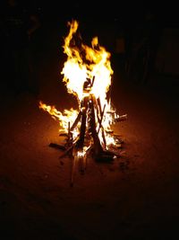 Close-up of bonfire at night