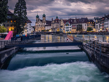 Bridge over river in city