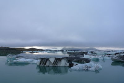 Frozen lake against sky