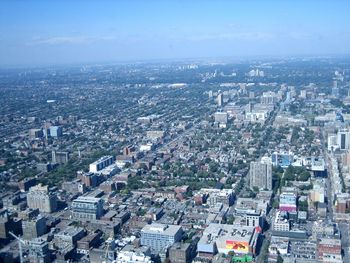 High angle view of cityscape against sky