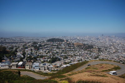 High angle view of city