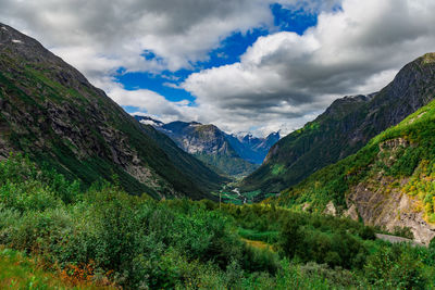 Scenic view of mountains against sky