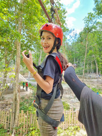 Portrait of young woman in indonesian nature