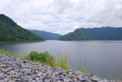 Scenic view of lake against sky