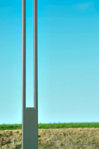 Scenic view of field against clear blue sky