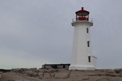 Low angle view of lighthouse against sky