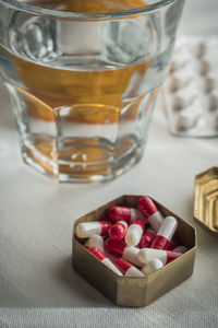 Close-up of drink in glass on table