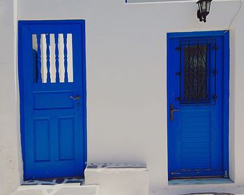 Closed door of house