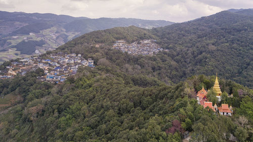 Aerial view of the remote nuogang dai village in lancang, yunnan - china