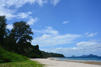 Scenic view of beach against sky