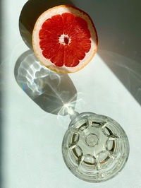 High angle view of drink on table