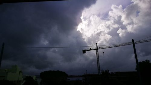 Low angle view of power lines against sky