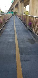 Surface level of road along bridge